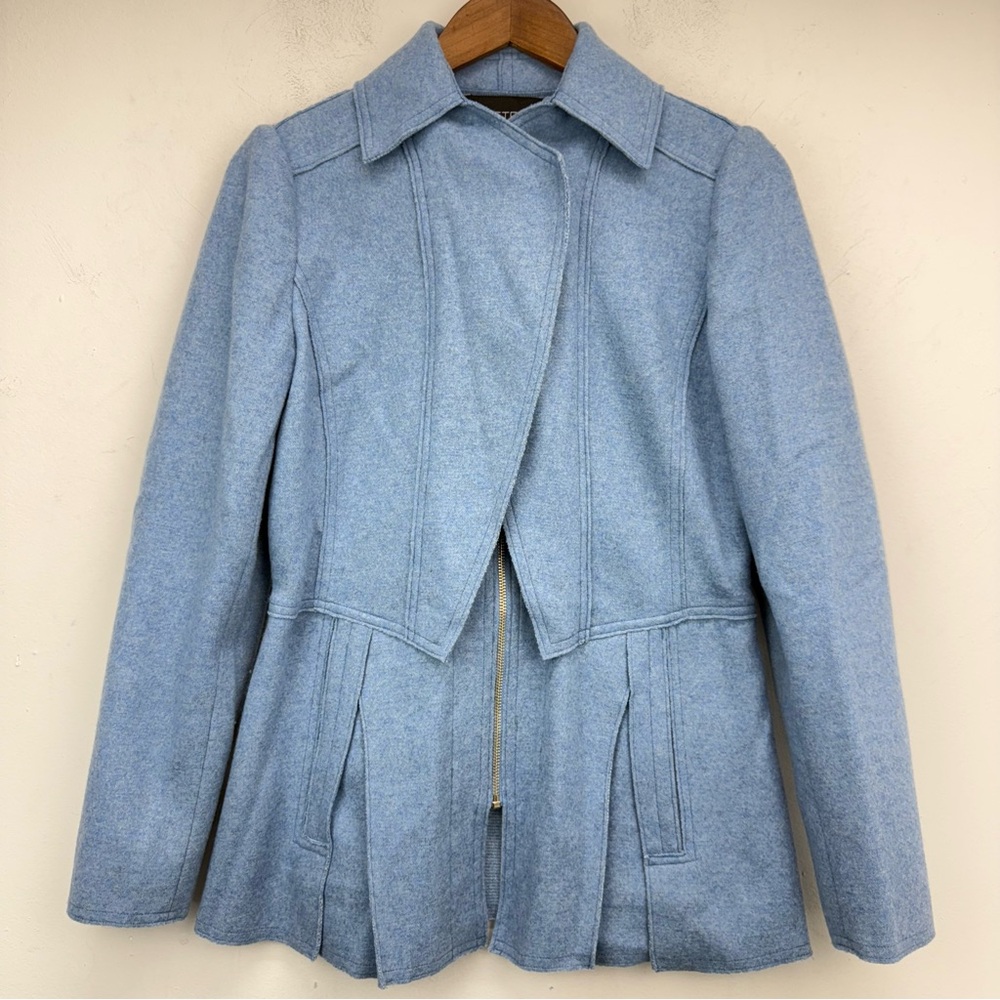 ETCETERA size 4 Women’s Blue Boucle Wool Blend Full Zip Tailored Blazer Jacket